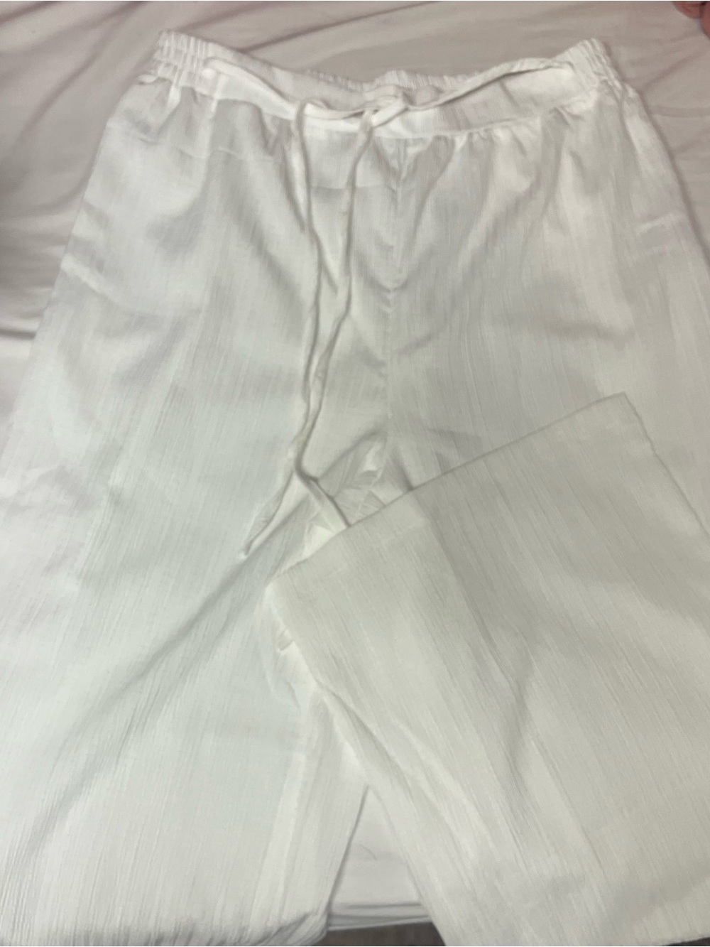 White Lightweight Drawstring Pants